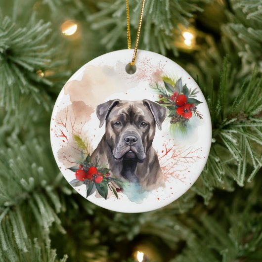 Cane Corso Weihnachtsmann Festliche Jungfrau Keramik Ornament (Baum)