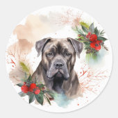 Cane Corso Weihnachtsmann Festliche Jungfrau Runder Aufkleber (Vorderseite)