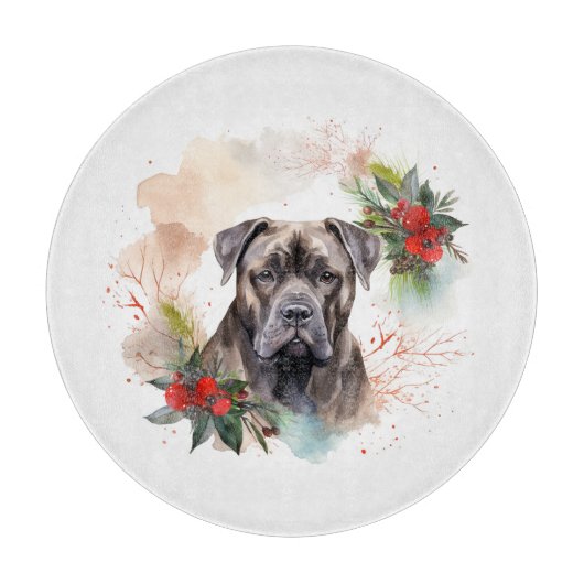 Cane Corso Weihnachtsmann Festliche Jungfrau Schneidebrett (Vorderseite)