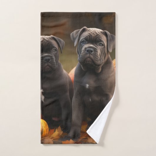 Cane Corso Welpe Autumn Delight Pumpkin Badhandtuch Set (Handtuch)