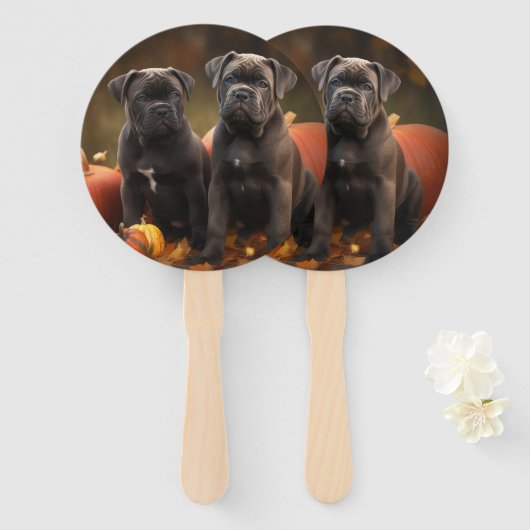 Cane Corso Welpe Autumn Delight Pumpkin Fächer (Vorne und Hinten)