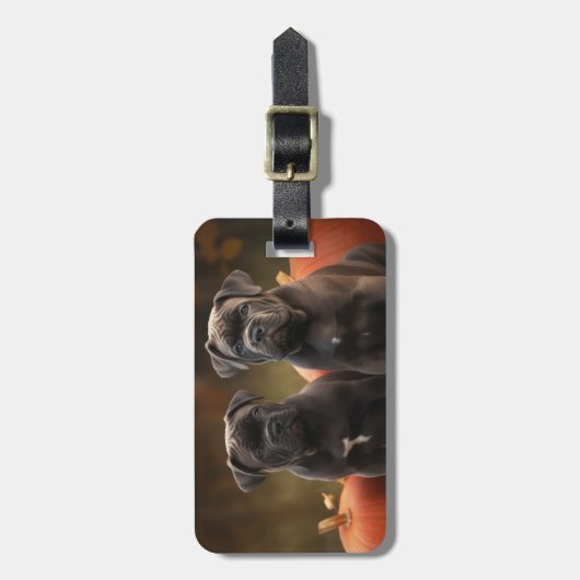 Cane Corso Welpe Autumn Delight Pumpkin Gepäckanhänger (Vorderseite vertikal)