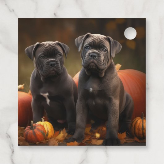 Cane Corso Welpe Autumn Delight Pumpkin Geschenkanhänger (Rückseite)