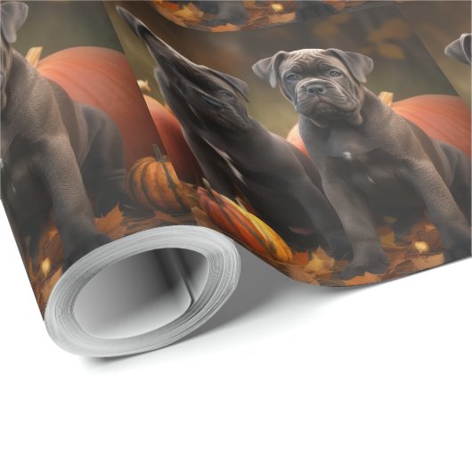 Cane Corso Welpe Autumn Delight Pumpkin Geschenkpapier (Rolleneckpunkt)