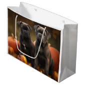 Cane Corso Welpe Autumn Delight Pumpkin Große Geschenktüte (Vorderseite Schrägansicht)