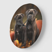 Cane Corso Welpe Autumn Delight Pumpkin Große Wanduhr (Winkel)
