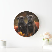 Cane Corso Welpe Autumn Delight Pumpkin Große Wanduhr (Zuhause)