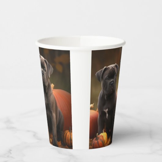 Cane Corso Welpe Autumn Delight Pumpkin Pappbecher (Links)