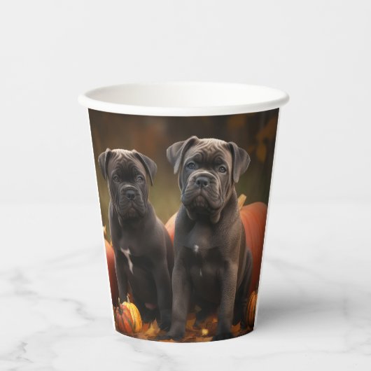 Cane Corso Welpe Autumn Delight Pumpkin Pappbecher (Vorderseite)