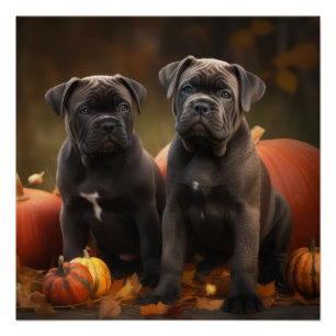 Cane Corso Welpe Autumn Delight Pumpkin Poster