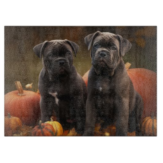 Cane Corso Welpe Autumn Delight Pumpkin Schneidebrett (Vorderseite)
