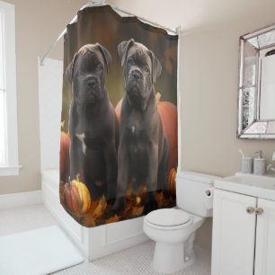 Cane Corso Welpe Herbstfreude Kürbis Duschvorhang