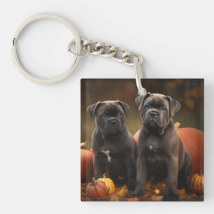 Cane Corso Welpe Herbstvergnügen Kürbis Schlüsselanhänger