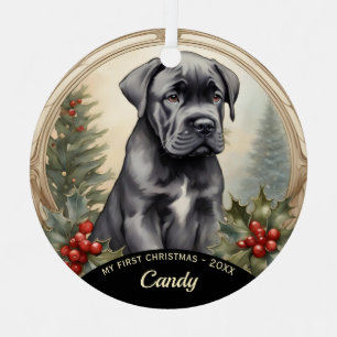 Cane Corso Welppy's First Christmas Metal Ornament