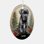 Cane Corso Welppy's First Christmas Metal Ornament Aus Metall (Vorderseite Rechts)