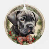 Cane Corso Welppy's First Christmas Metal Ornament Aus Metall (Rückseite)