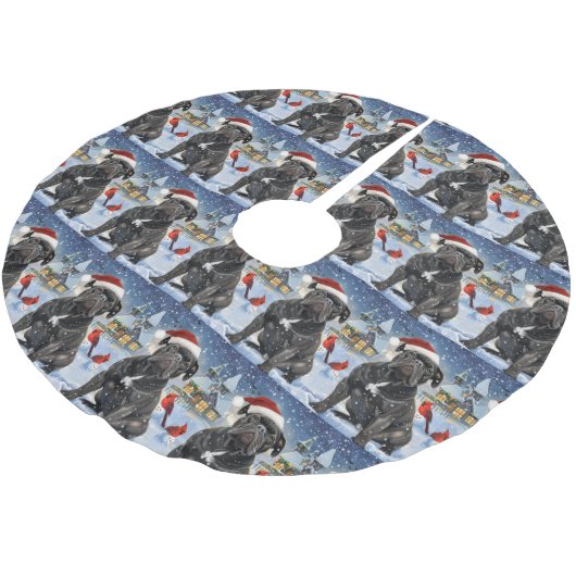 Cane Corso Winter Wonderland Christmas Joy Polyester Weihnachtsbaumdecke (Schrägansicht)