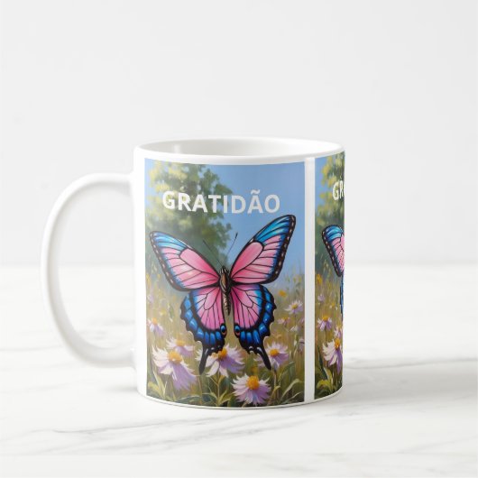 Caneca branca clássica Borboleta Kaffeetasse (Links)