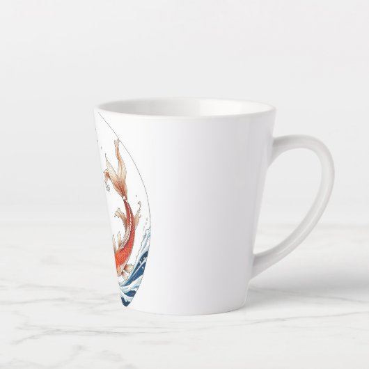 Caneca branca com design de peixes japoneses milchtasse (Rechts)