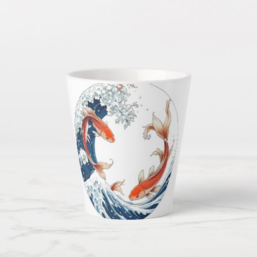 Caneca branca com design de peixes japoneses milchtasse (Vorderseite)