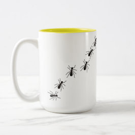 Caneca com estampa divertida de formigas. zweifarbige tasse