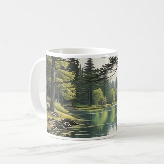 Caneca com ilustração de lago e floresta kaffeetasse (Vorderseite Links)