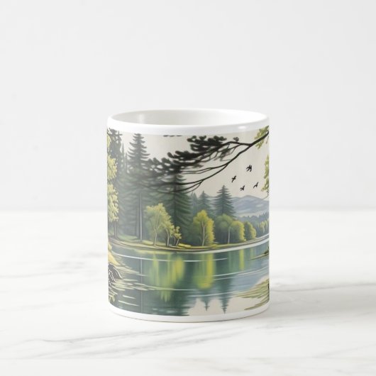 Caneca com ilustração de lago e floresta kaffeetasse (Mittel)