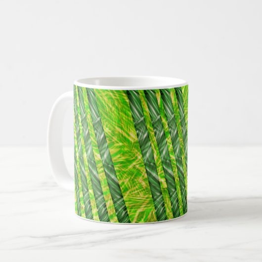 Caneca com riscos e faixas verdes, amarelo e oliva kaffeetasse (Vorderseite Links)