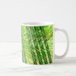 Caneca com riscos e faixas verdes, amarelo e oliva kaffeetasse