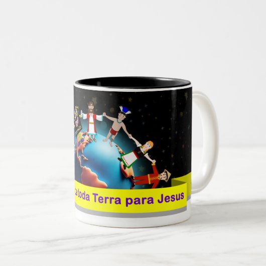 Caneca Crianças para Jesus (Biblinha e Turminha) Zweifarbige Tasse (VorderseiteRechts)