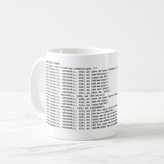CANECA DE CAFÉ SQL SERVER-DATENFORMAT-TASSE KAFFEETASSE (Vorderseite Links)
