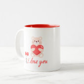 caneca designer romântico urso com coração e flor zweifarbige tasse (Vorderseite Links)