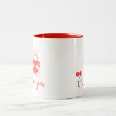 caneca designer romântico urso com coração e flor zweifarbige tasse (Mittel)
