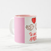 caneca estampada ´pássaros romântica com coração zweifarbige tasse (Vorderseite Links)