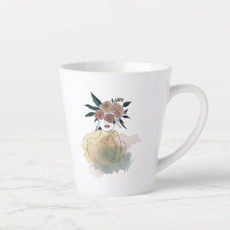 Caneca para café latte linhas e flores milchtasse