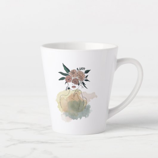Caneca para café latte linhas e flores milchtasse (Rechts)