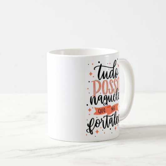 Caneca Tudo posso naquele que me fortalece 325ml Kaffeetasse (VorderseiteRechts)