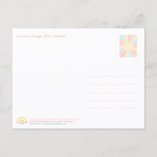Canggu Bali Sunrise Temple – Travel Postcard Postkarte (Rückseite)