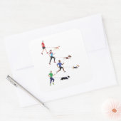 Canicross-Quartett-Aufkleber Quadratischer Aufkleber (Umschlag)