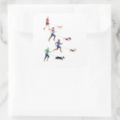 Canicross-Quartett-Aufkleber Quadratischer Aufkleber (Tasche)