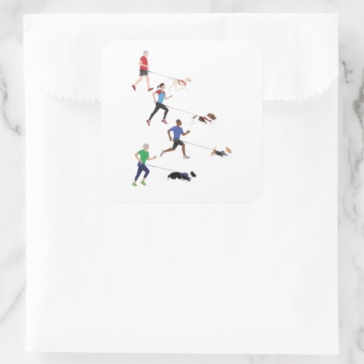 Canicross-Quartett-Aufkleber Quadratischer Aufkleber (Tasche)