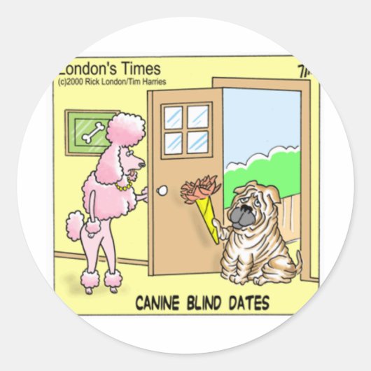Canine Blind Dates Funny Dog Cartoon Geschenke & T Runder Aufkleber (Vorderseite)