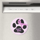 Canine Brustkrebs Bites Dog Paw und Rosa Ribbon Magnet (In Situ (Geschirrspüler))