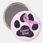 Canine Brustkrebs Bites Dog Paw und Rosa Ribbon Magnet (Vorderseite/Rückseite)