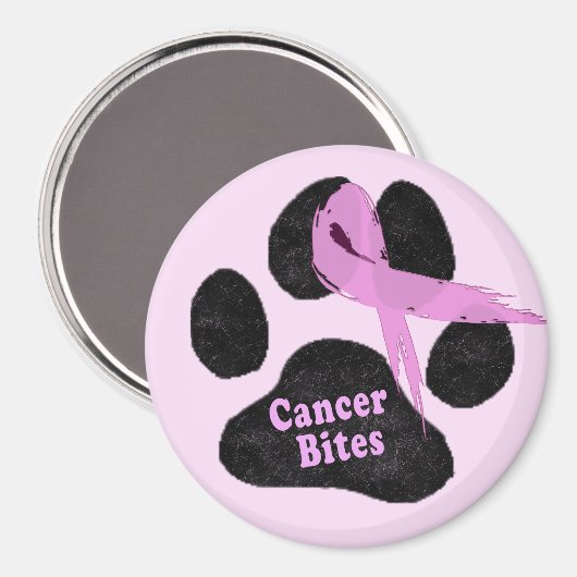 Canine Brustkrebs Bites Dog Paw und Rosa Ribbon Magnet (Vorderseite/Rückseite)