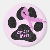 Canine Brustkrebs Bites Dog Paw und Rosa Ribbon Magnet (Vorne)