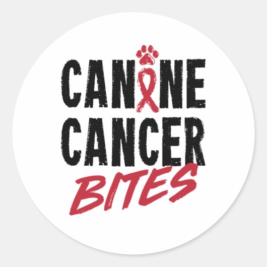 Canine Cancer Bites Dog Carcinoma Awareness Runder Aufkleber (Vorderseite)
