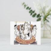 Canine Chivalry Funny Cartoon Postkarte (Stehend Vorderseite)