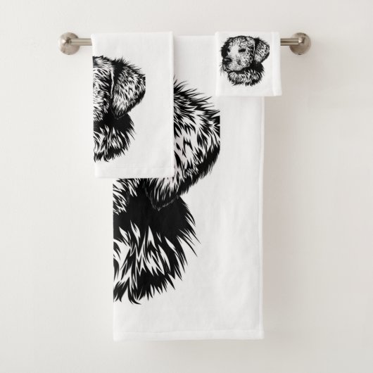 Canine Head Sketch Badhandtuch Set (Insitu)