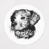 Canine Head Sketch Etiketten (Design 1)